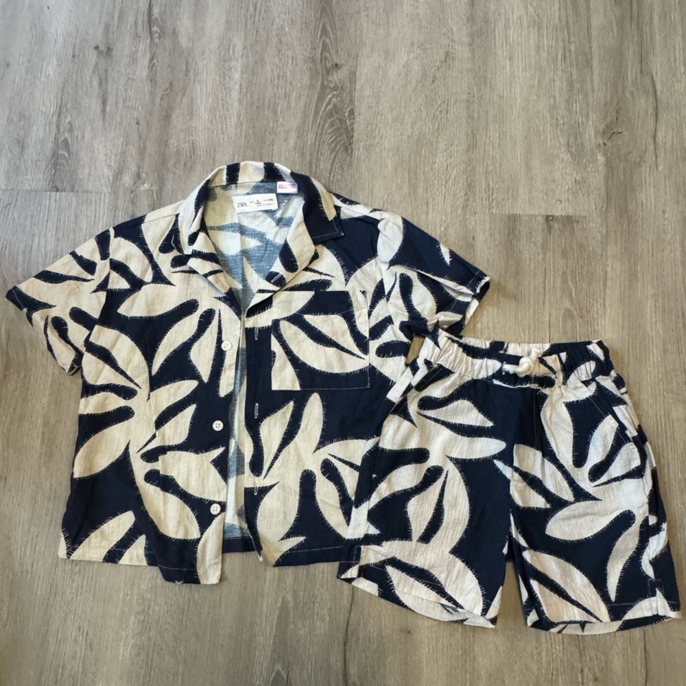 Zara Kids Tropical Print Shirt and Shorts Set
